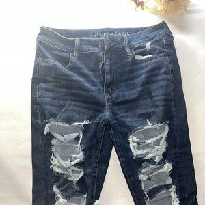 American Eagle super hi-rise jegging next level stretch sz 10 Ripped Distressed